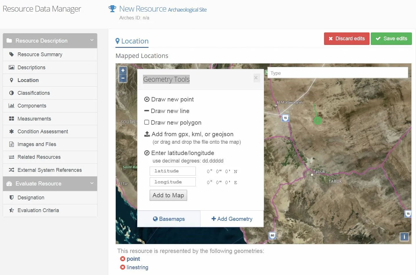 Screenshot showing a custom data entry widget.