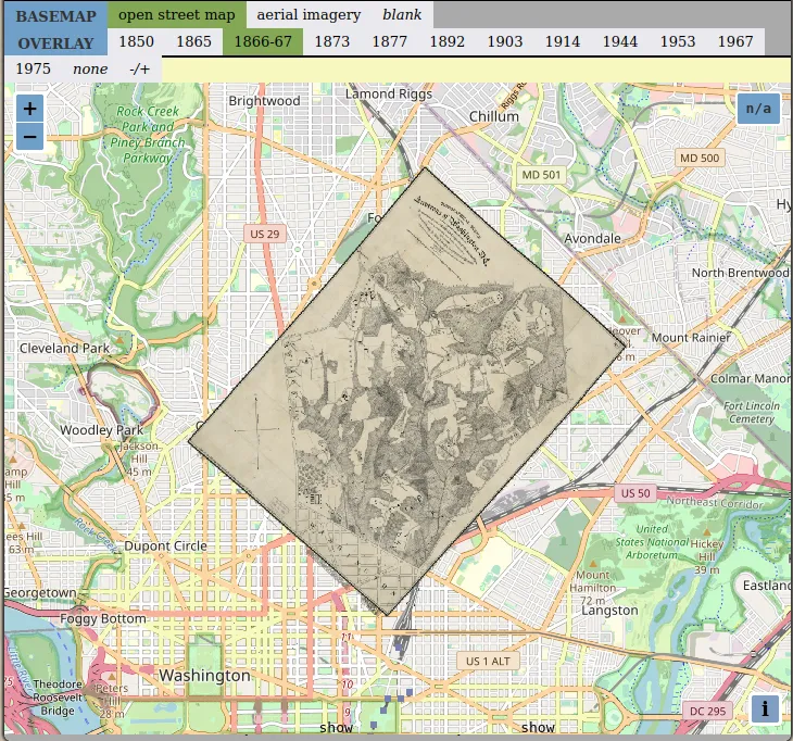 screenshot of interactive map interface