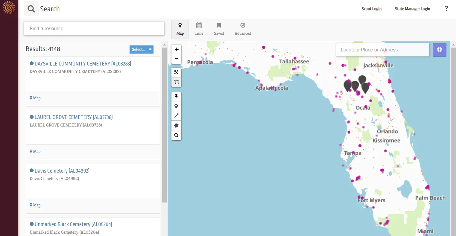 The search page for the Heritage Monitoring Scouts database