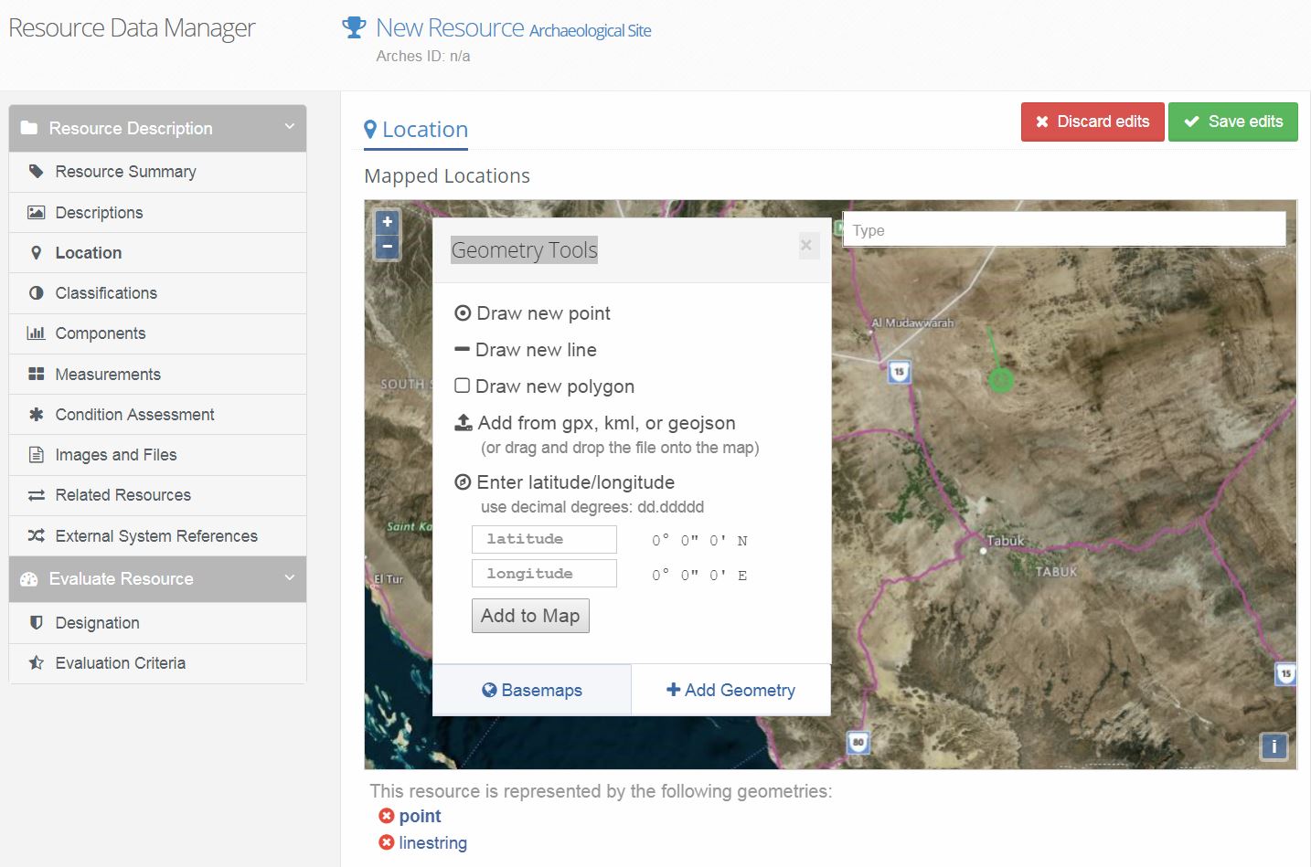 Screenshot showing a custom data entry widget.